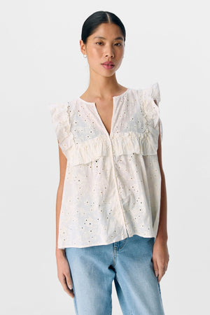 Cillie Frill Top - Cloud Dancer