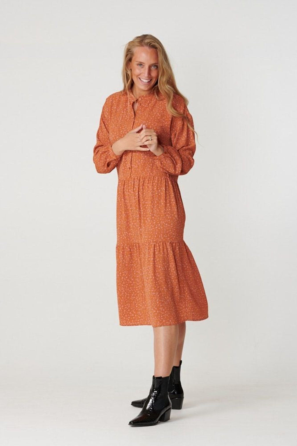 Sara Langarmed Kleid - Rosa