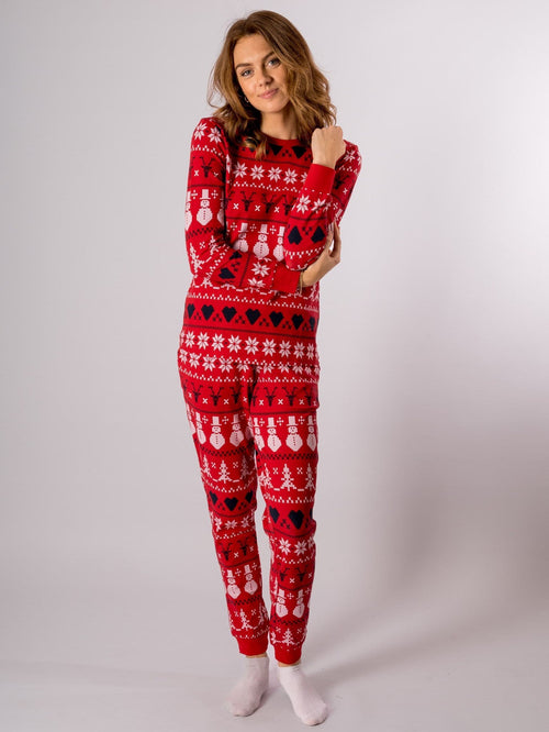 Snowflake Women Pyjamas - Rød - TeeShoppen - Rød