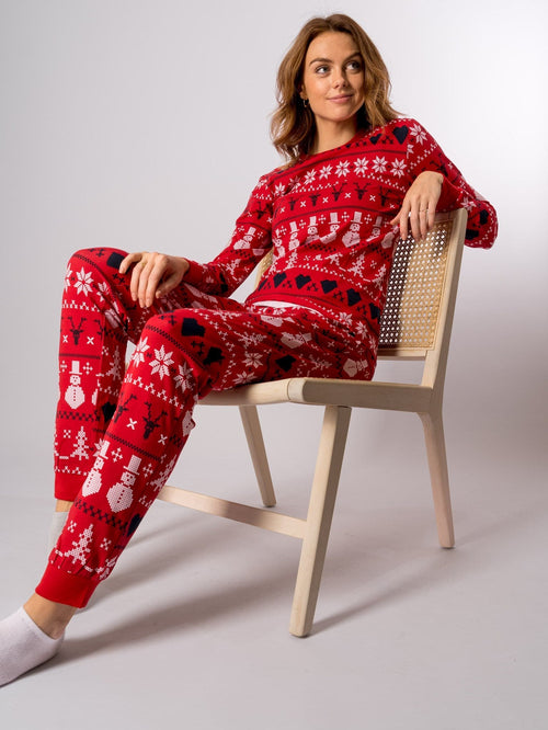 Snowflake Women Pyjamas - Rød - TeeShoppen - Rød