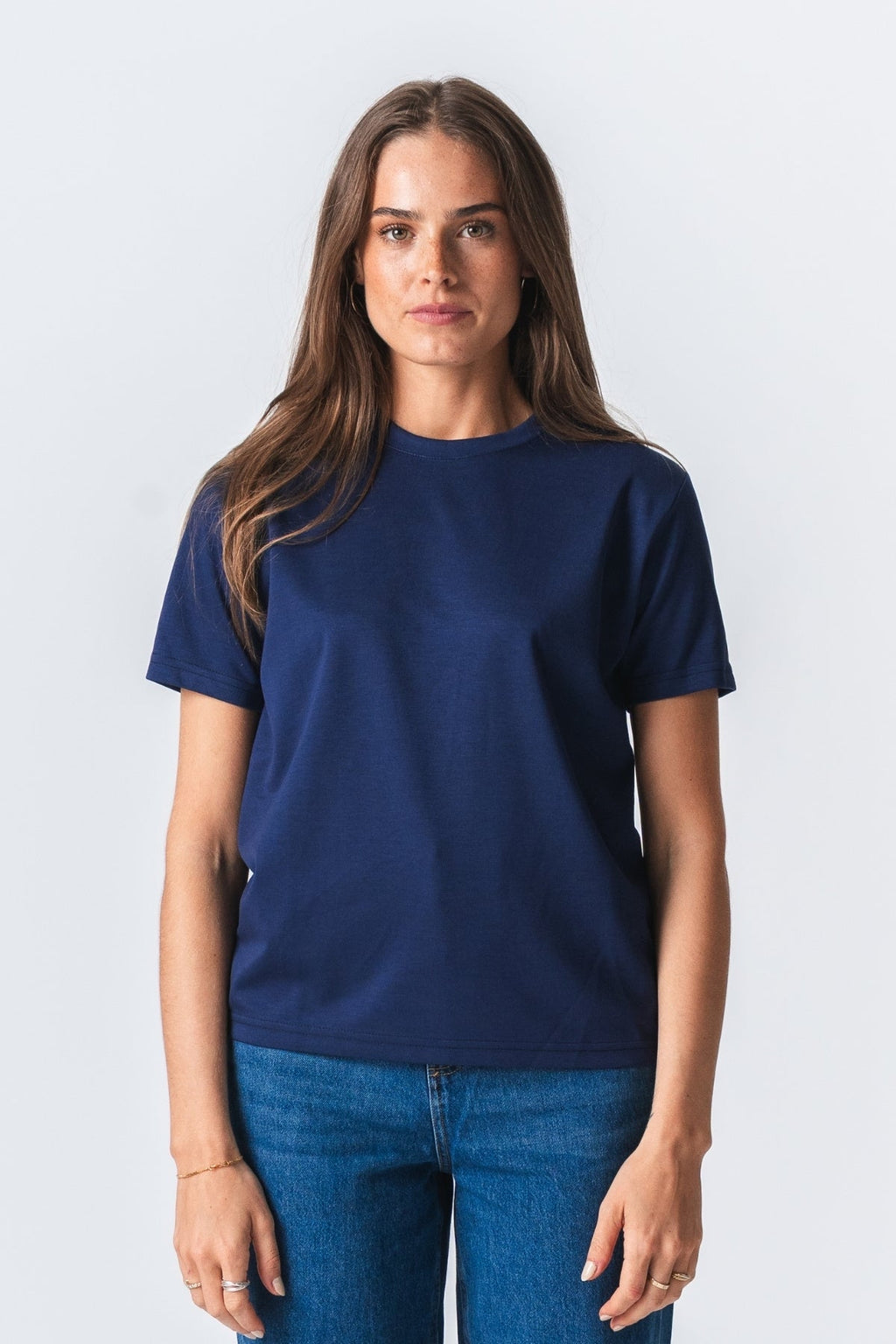 Leah lose T -Shirt - Dunkle Marine