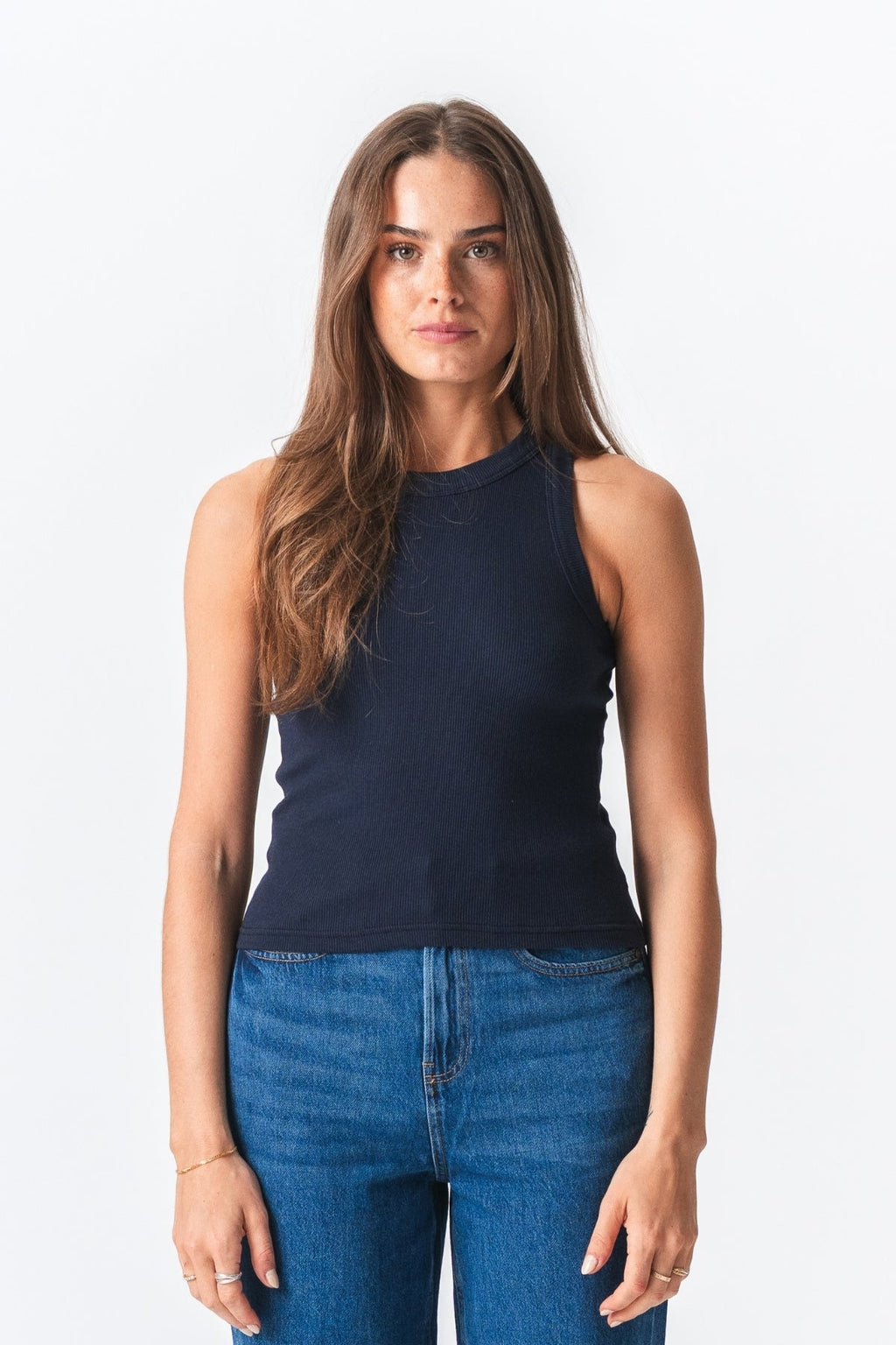 Rippenoberteil - blau