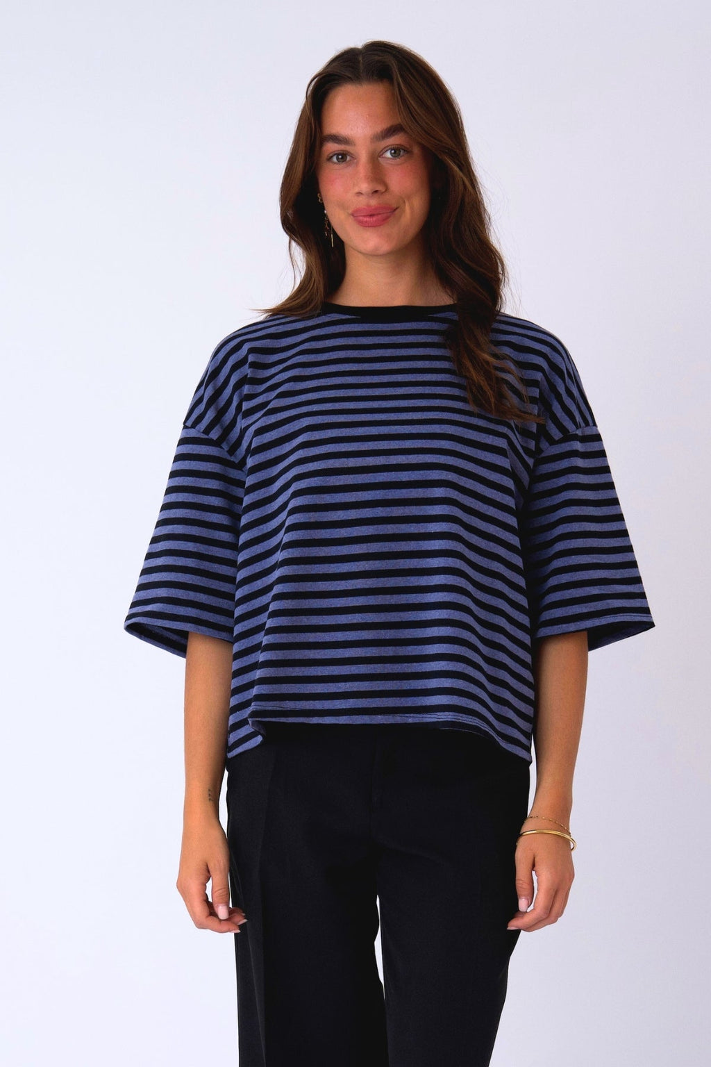 Zoe-Bluse - Schwarz/Jeansblau