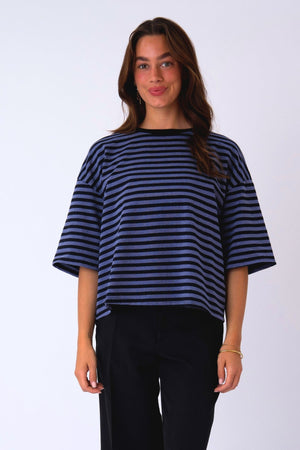 Zoe-Bluse - Schwarz/Jeansblau