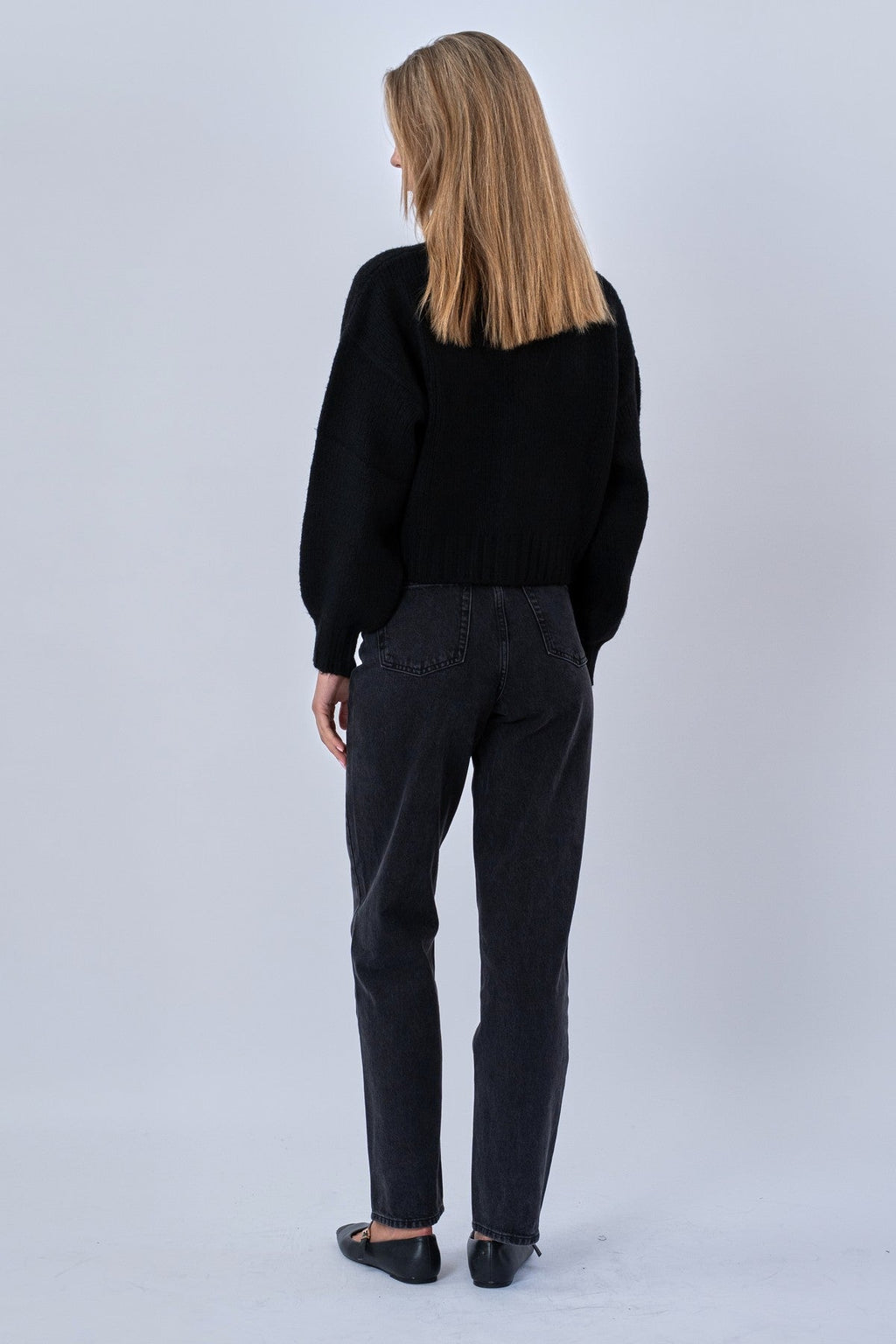 Strickjacke mit V-Ausschnitt - Schwarz