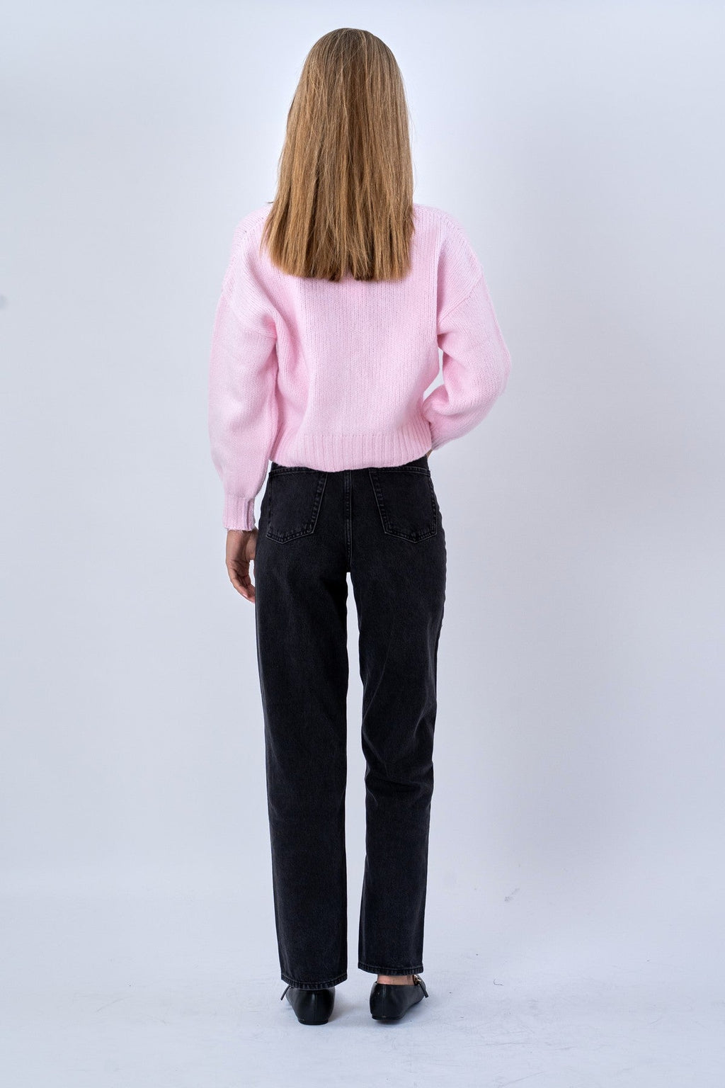 Strickjacke mit V-Ausschnitt – Rosa