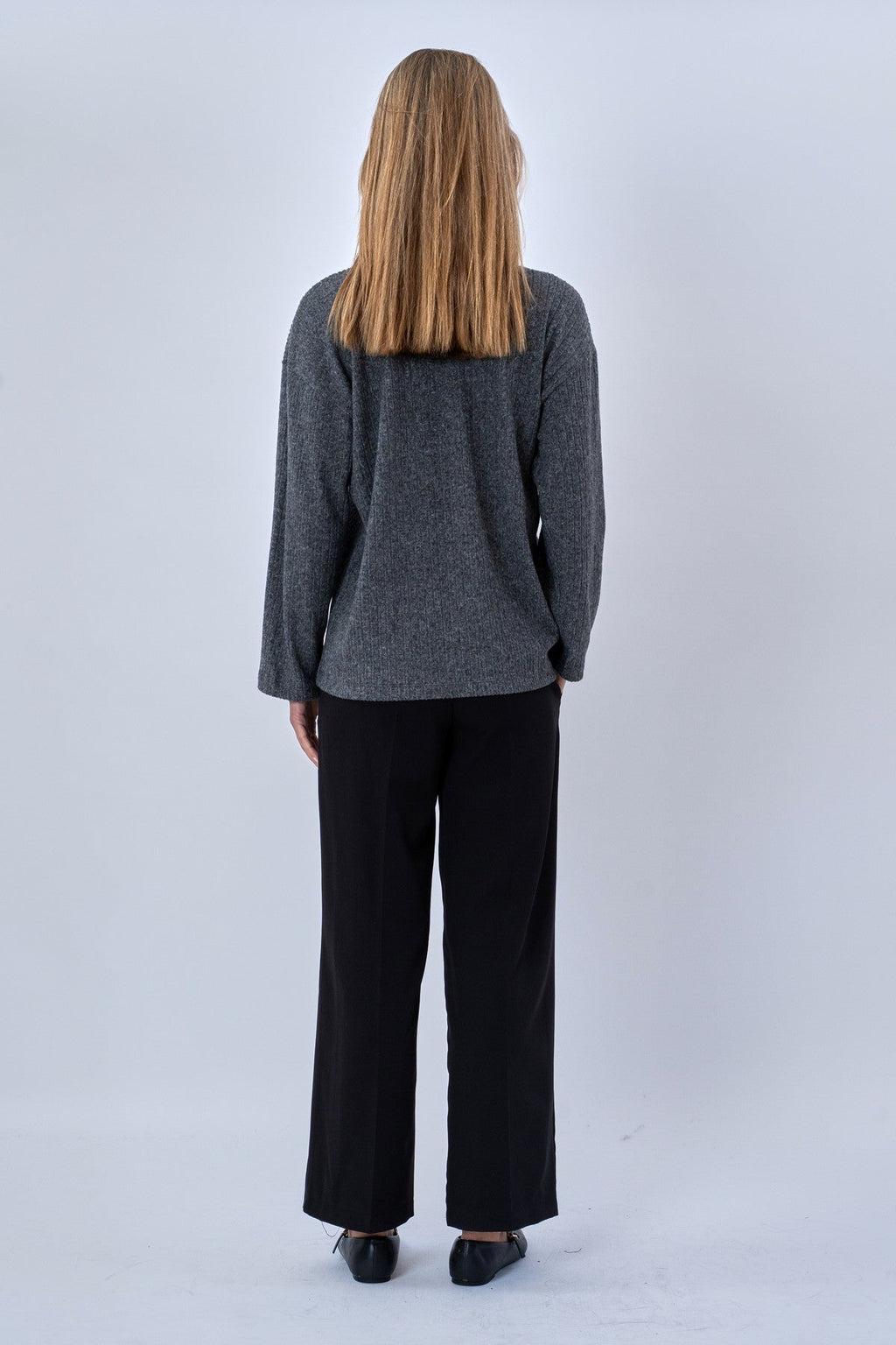 Ivy Krawattenbluse gestrickt – Grau