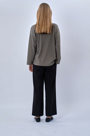 Ivy Krawattenbluse gestrickt – Khaki