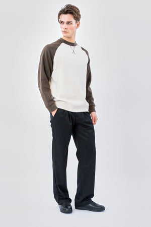 Pullover mit Rundhalsausschnitt und Raglanärmeln – Aprikose