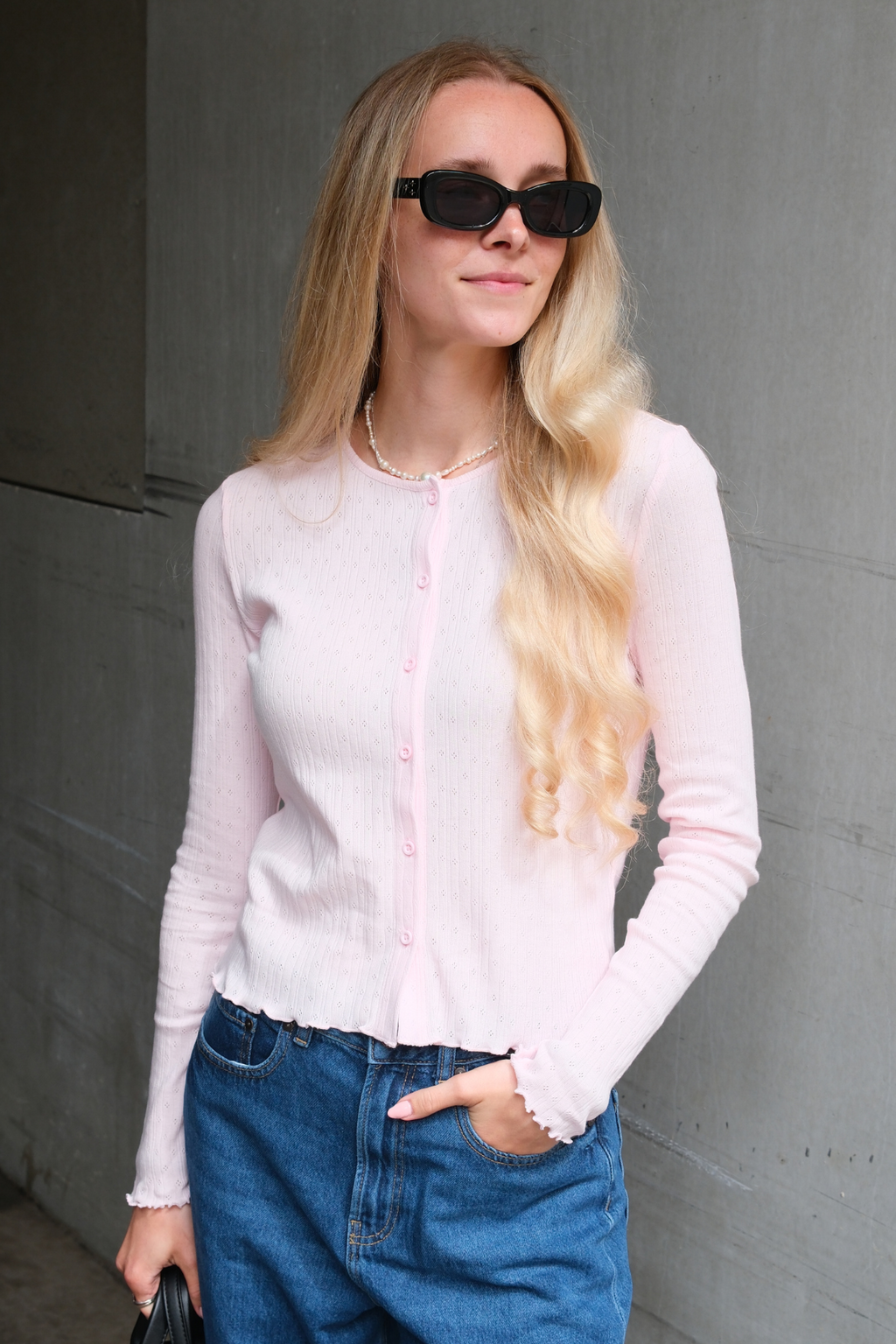 Isa O-Neck-Strickjacke-Pink A-Boo