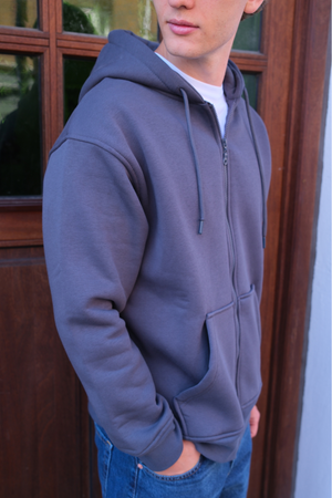 Entspannter Zip -Hoodie - Dunkelgrau
