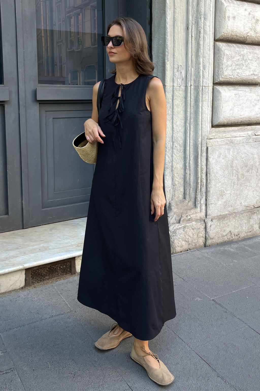 Jenna Tie Kleid - Schwarz