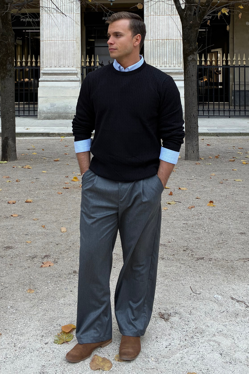 Pullover -Kabel -Strick - Schwarz