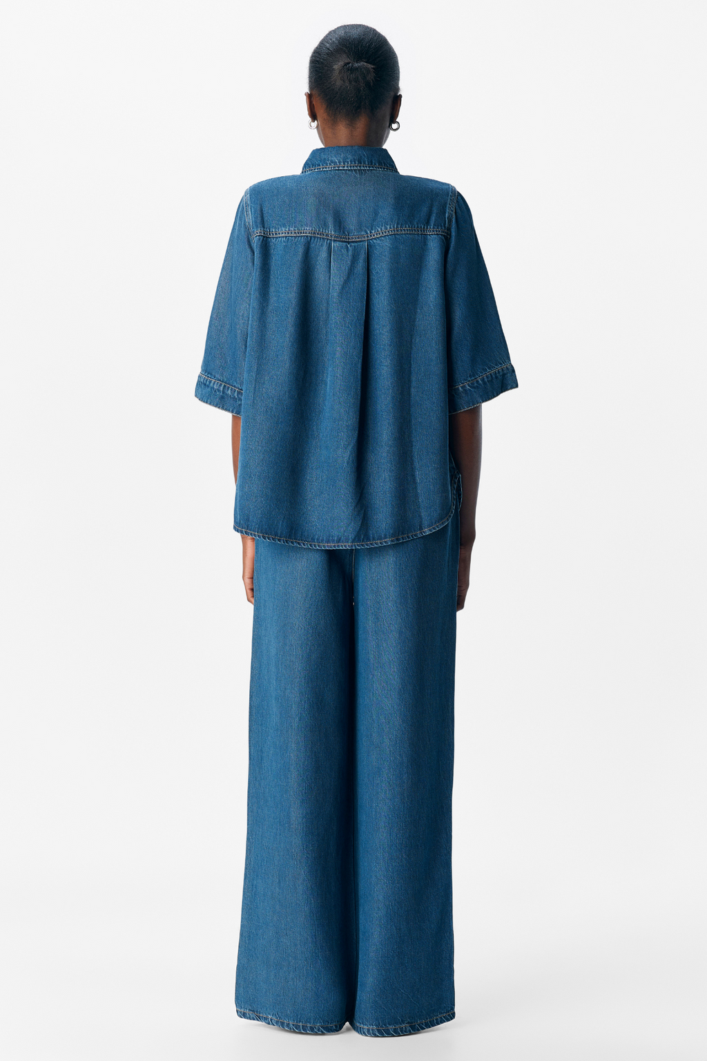 Rahmen 2/4 Denim Top - Dunkelblau Denim Spülenwaschung