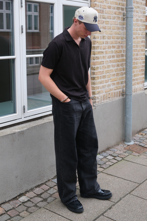 Atlas strukturiertes Polo - Schwarz