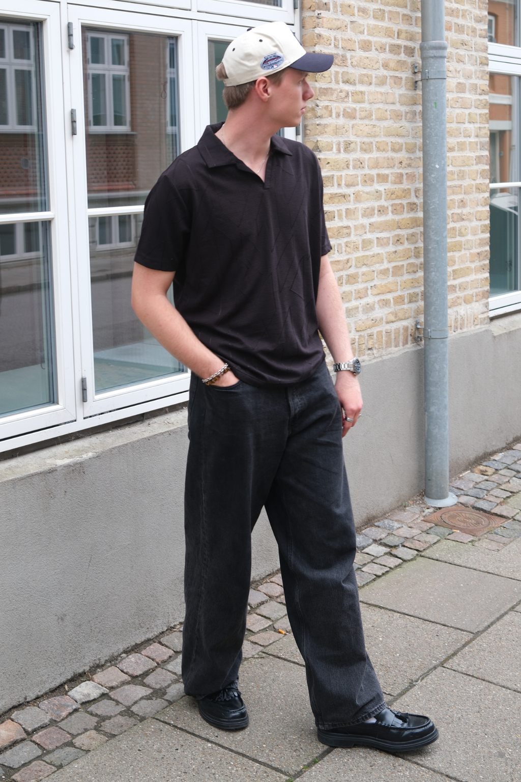 Atlas strukturiertes Polo - Schwarz