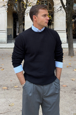 Pullover -Kabel -Strick - Schwarz