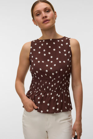 Elisa Smock Top – Chocolate Martini – Snow White Dot