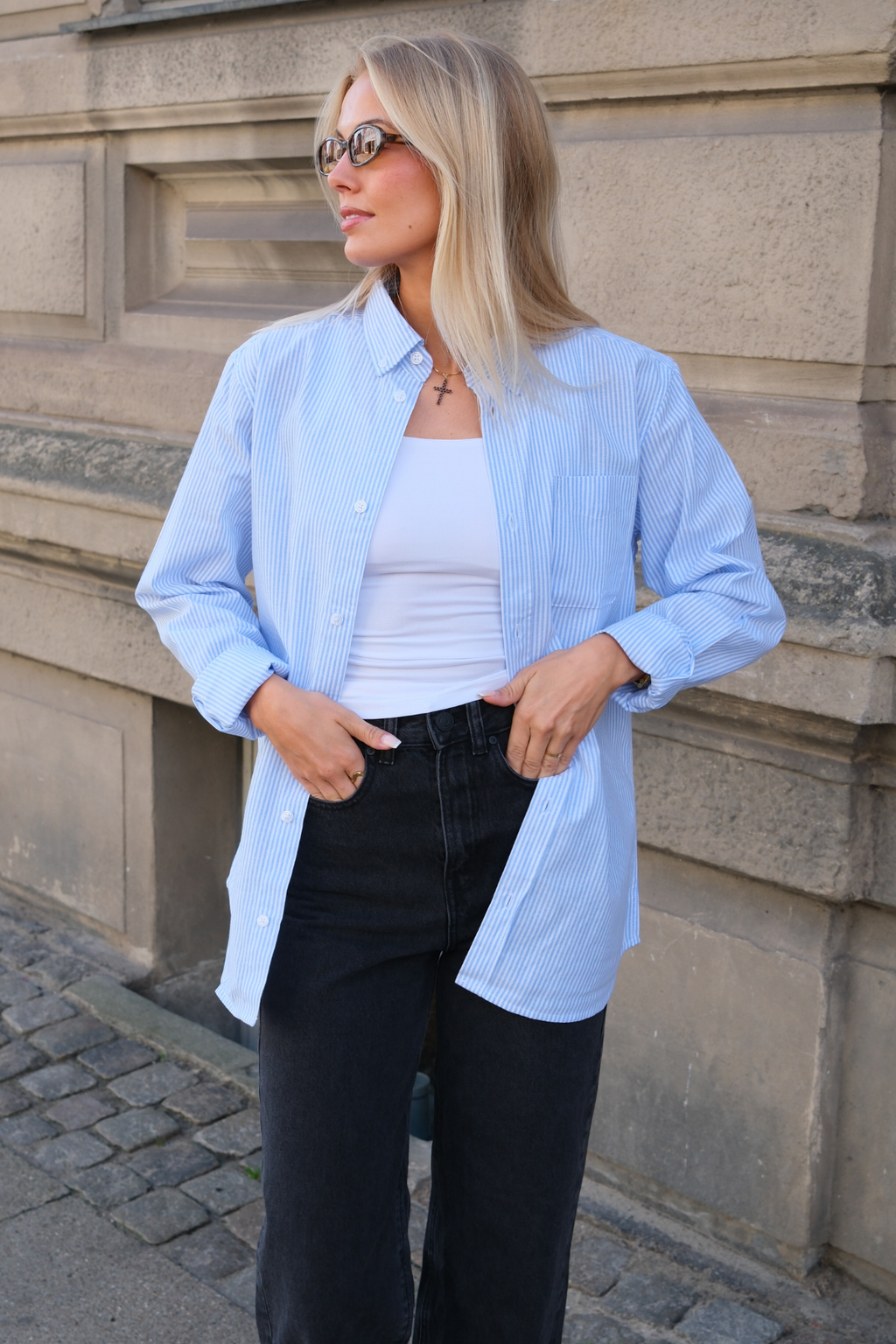 Freund Oxford Hemd - hellblau/weiß