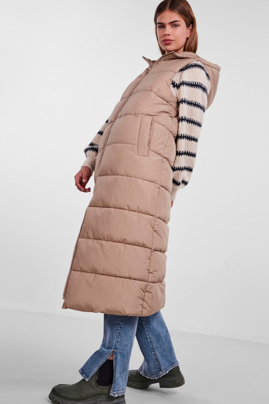 Elinora Lang Puffet Weste - Silver Mink