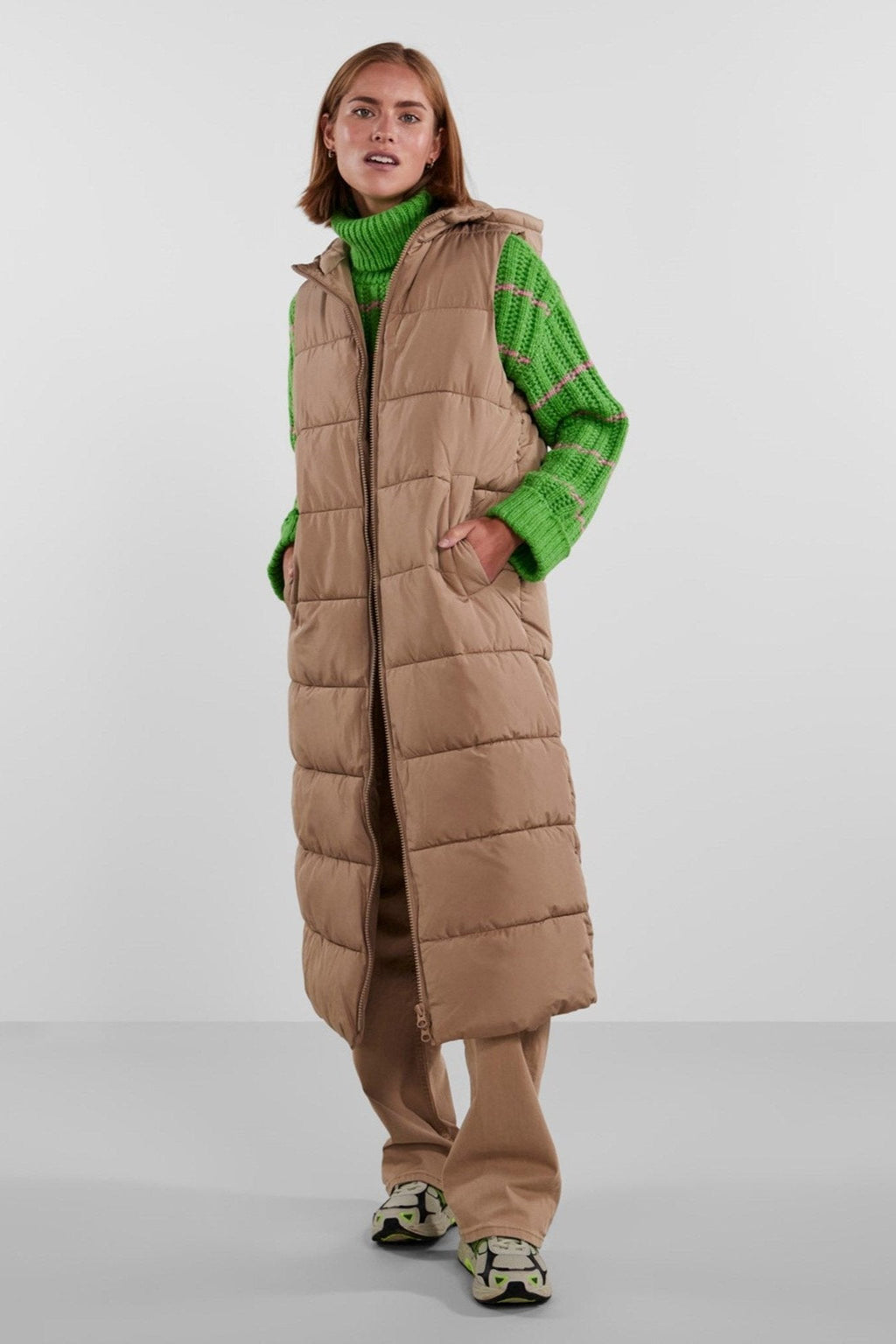 Elinora Lang Puffet Weste - Silver Mink