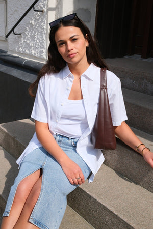 Kurzarm -Leinenhemd - Weiß