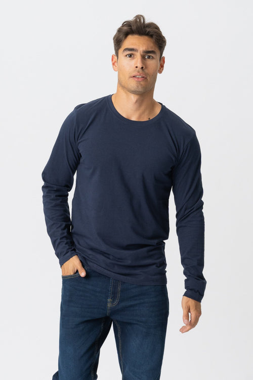 Basic Long - sleeved T-shirt - Navy - TeeShoppen Group™