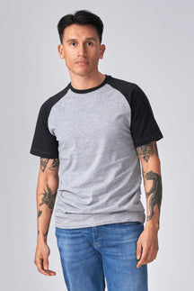 Basic Raglan T-Shirt-Schwarzlichtgrau