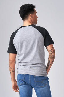 Basic Raglan T-Shirt-Schwarzlichtgrau