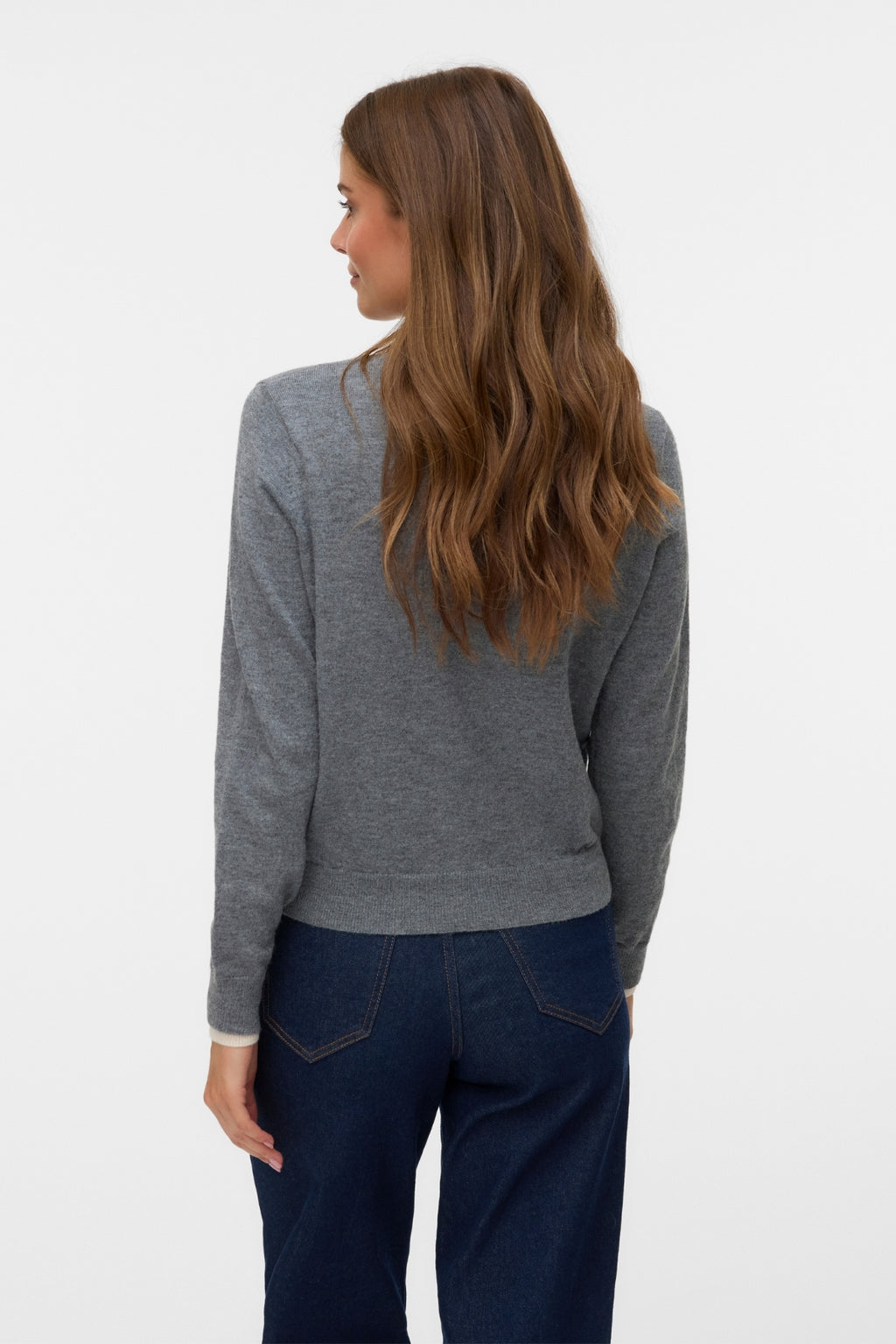 Wundervoller O-Neck Cardigan -Medium Grey Melange m. Birke