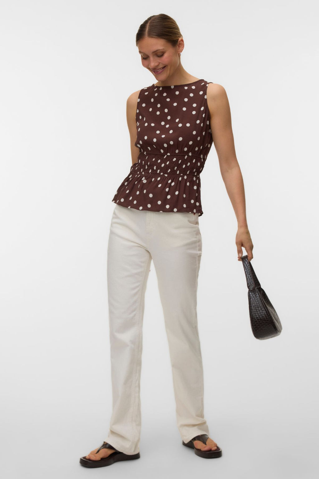 Elisa Smock Top – Chocolate Martini – Snow White Dot