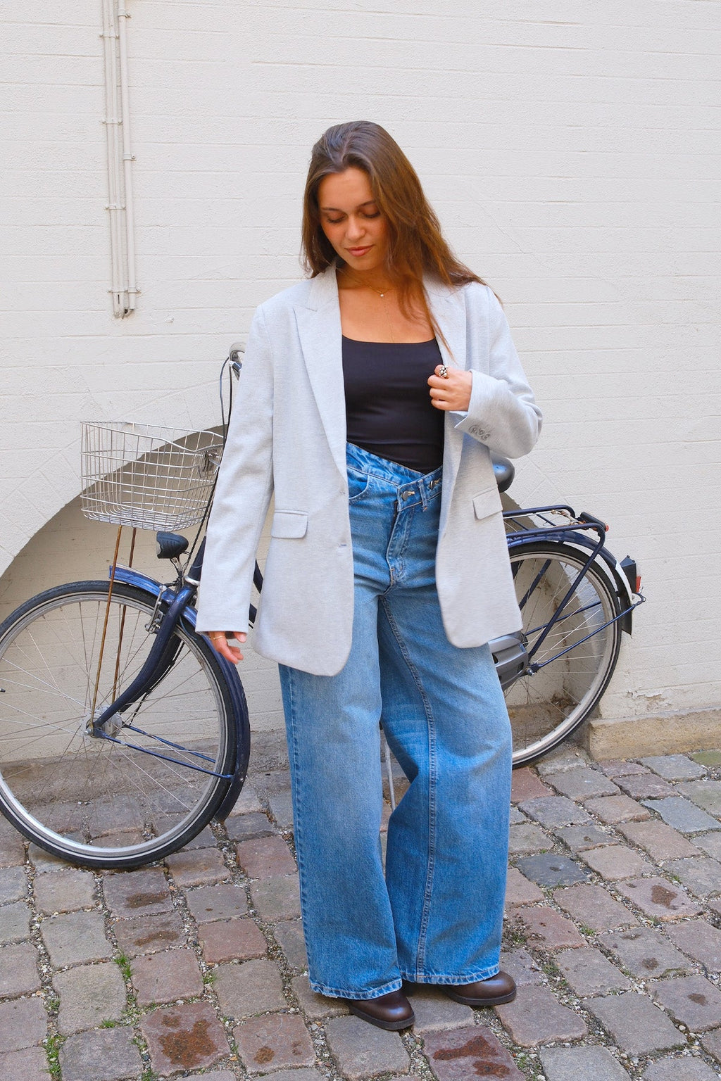 Blazer mit klassischer Passform – Hellgrau