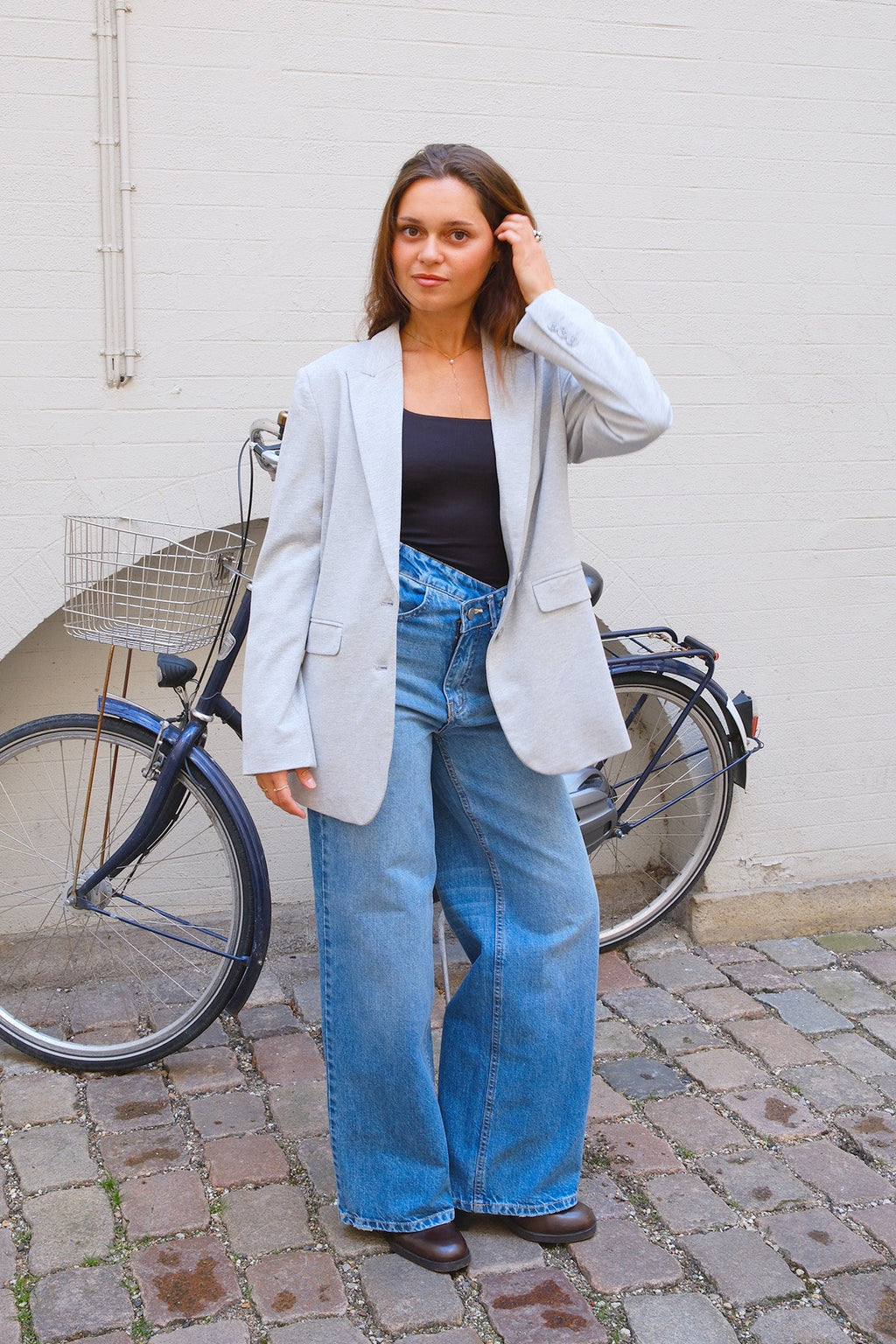 Blazer mit klassischer Passform – Hellgrau