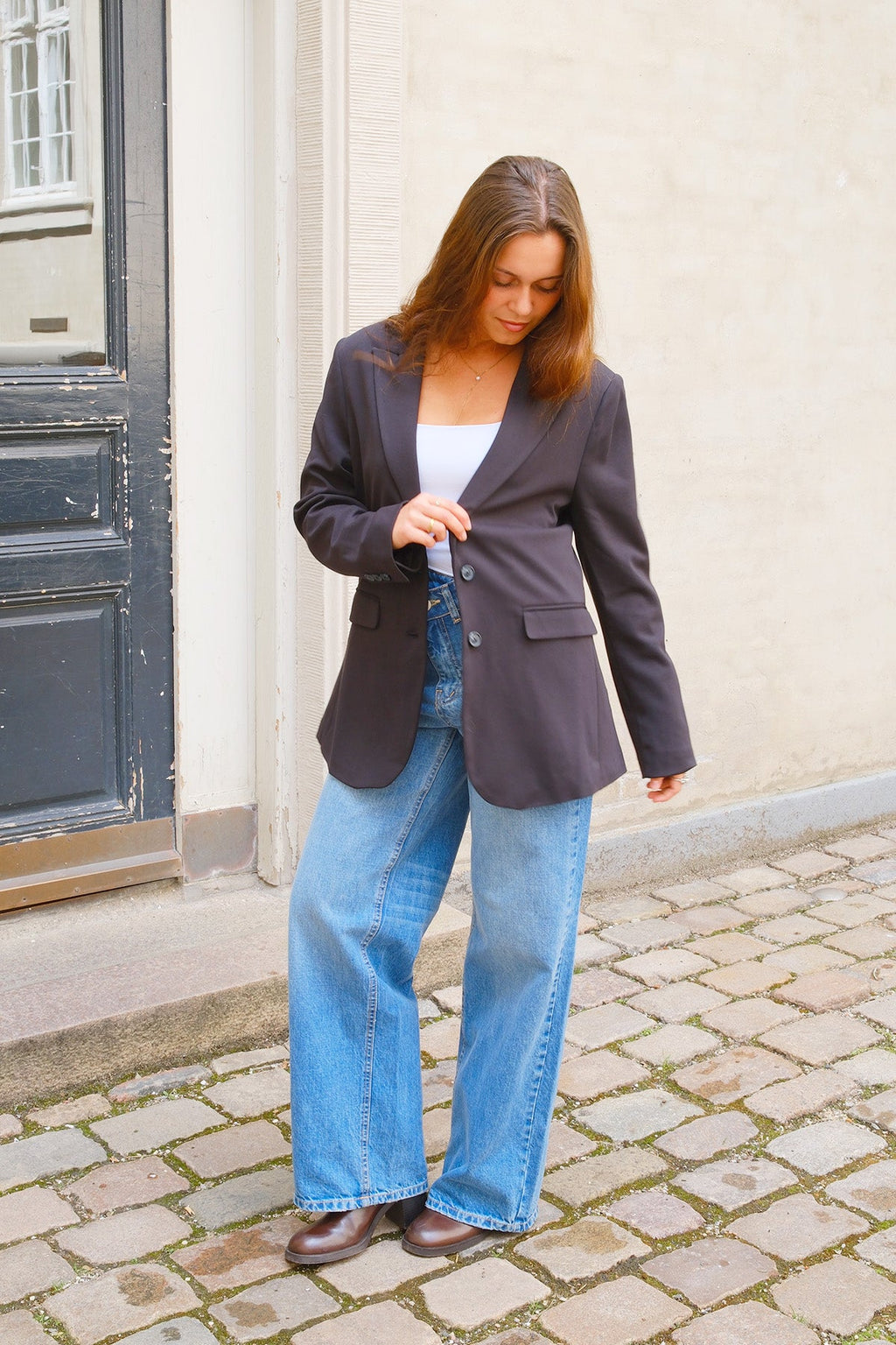 Blazer mit klassischer Passform – Marineblau