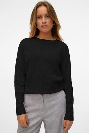 Doffy O-Ausschnitt-Bluse - Schwarz Melange