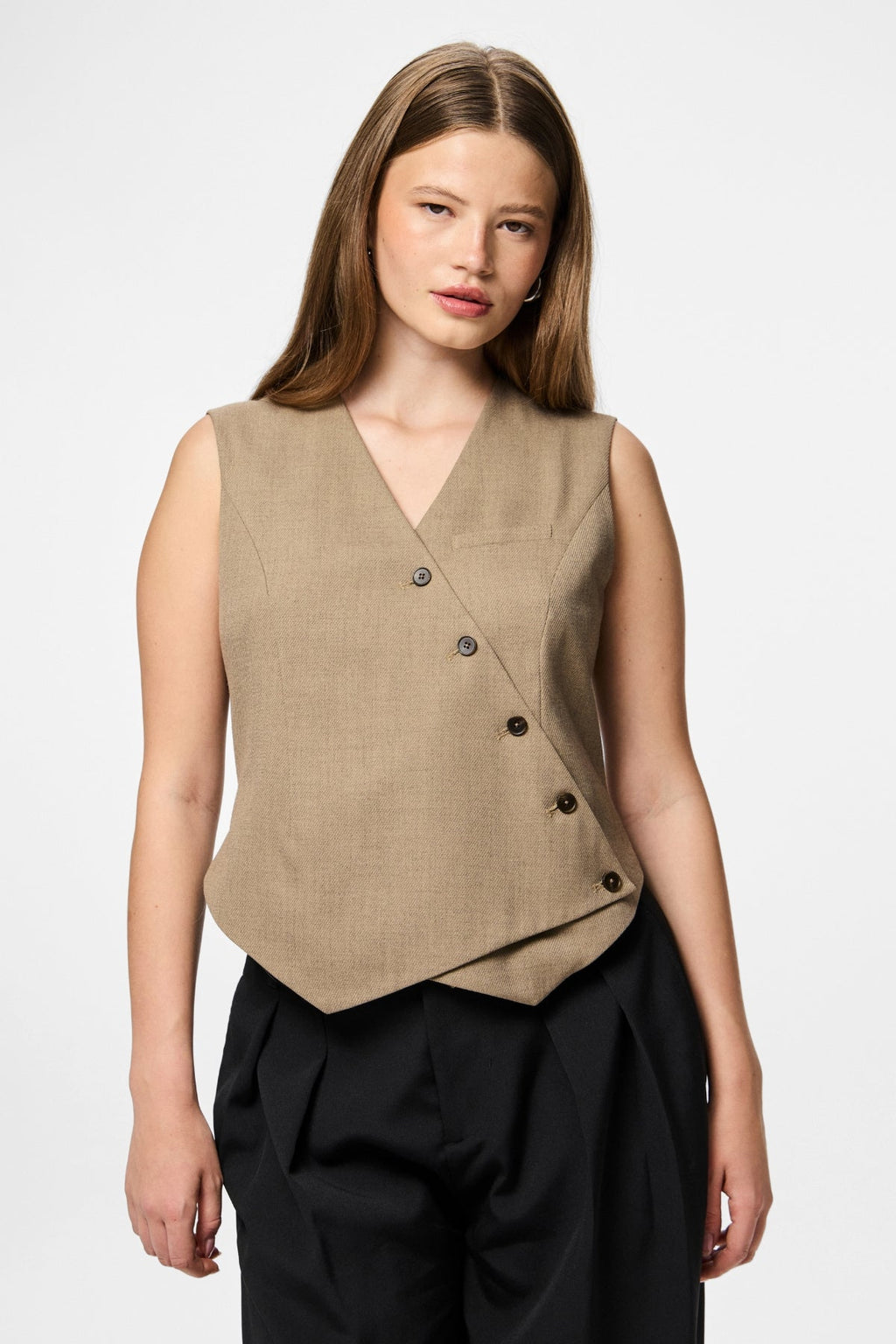 Asymmetrische Weste „Bubbles“ – Greige