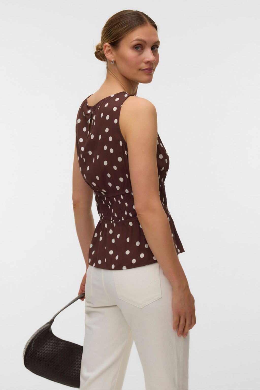 Elisa Smock Top – Chocolate Martini – Snow White Dot