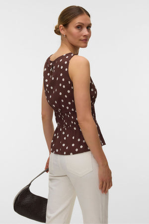 Elisa Smock Top – Chocolate Martini – Snow White Dot