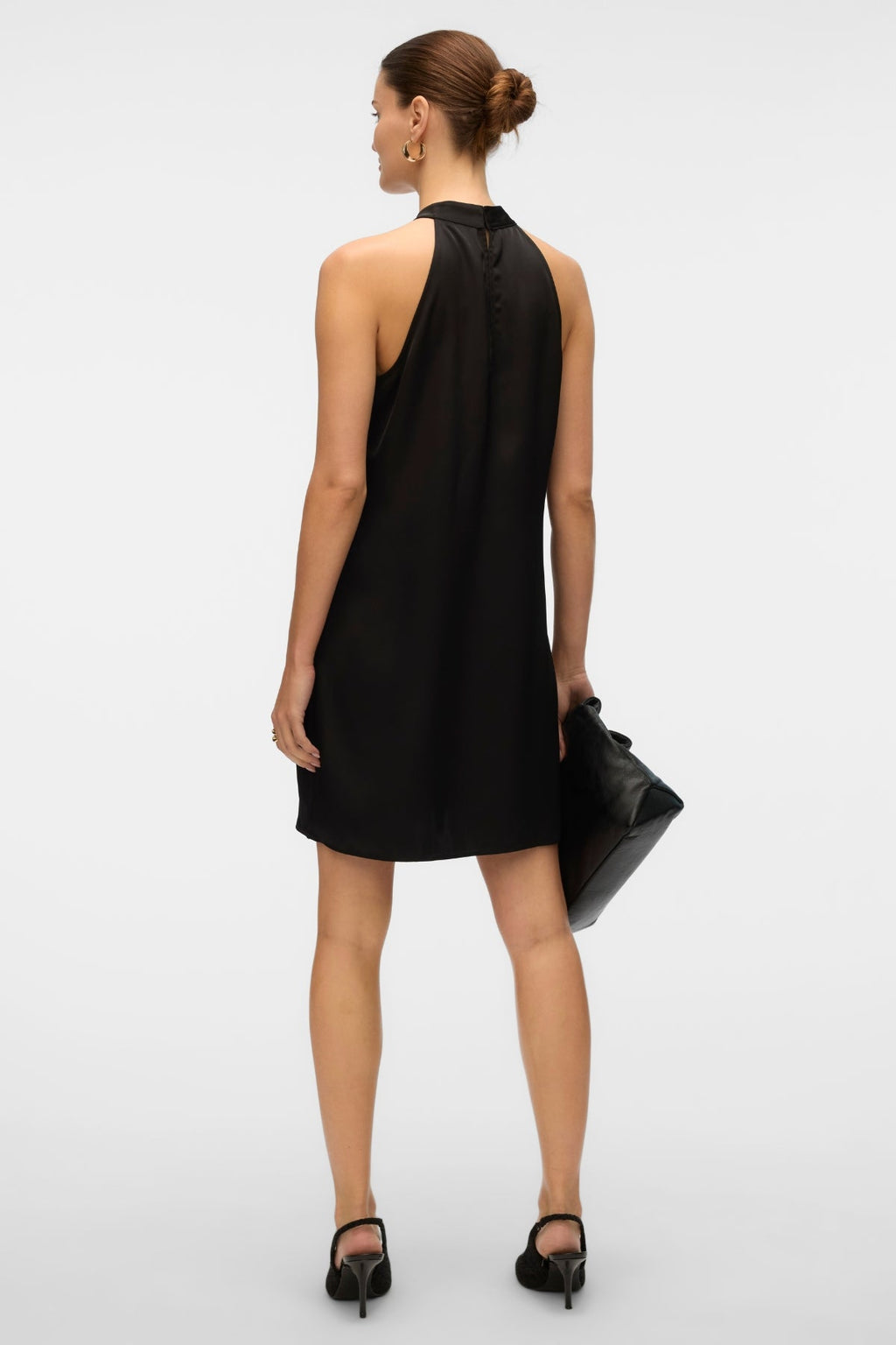 Elena Halter Neck Kurzkleid - Schwarz
