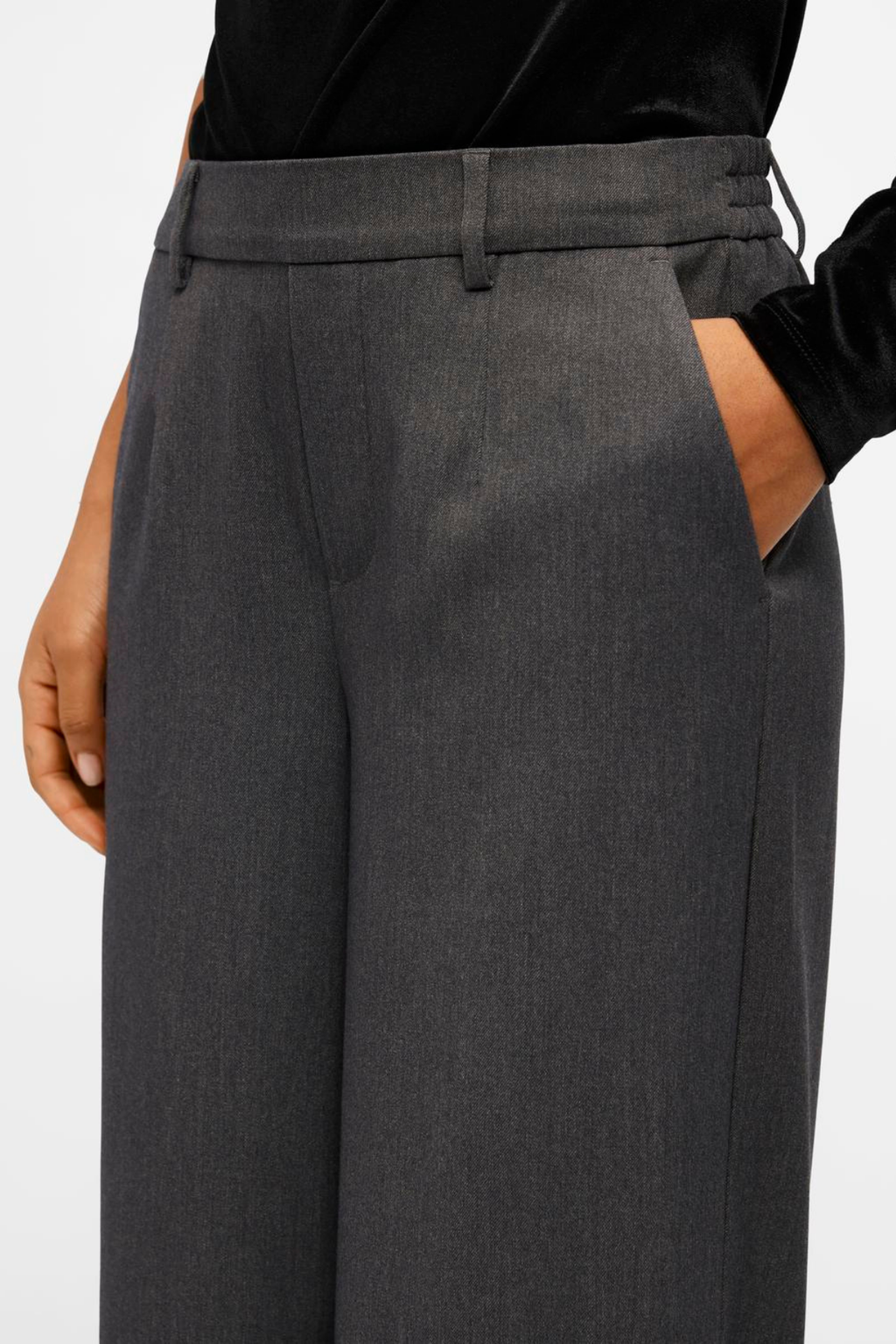 Lisa Wide Pant - mittelgraue Melange