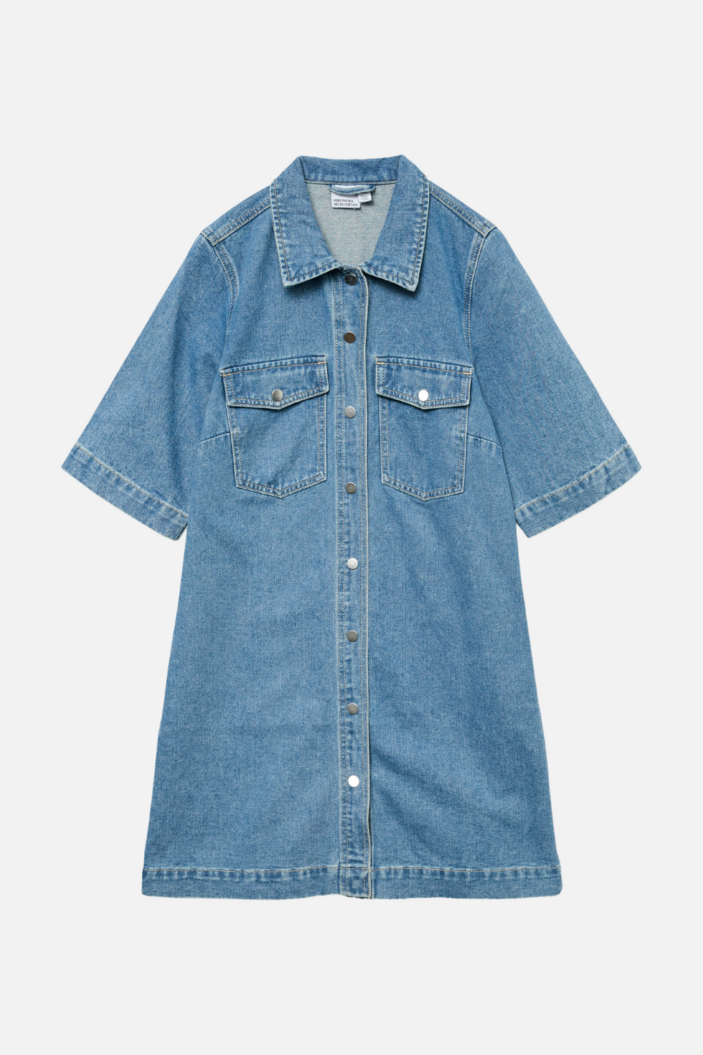 Fenja Short Denim Kleid - mittelblauer Denim