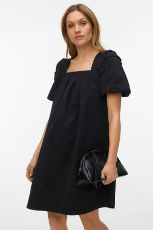 Ann Ss Kurzes Kleid mit quadratischem Ausschnitt - Schwarz