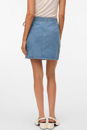 Liza Kurzer Jeans-Wickelrock – Mittelblauer Denim