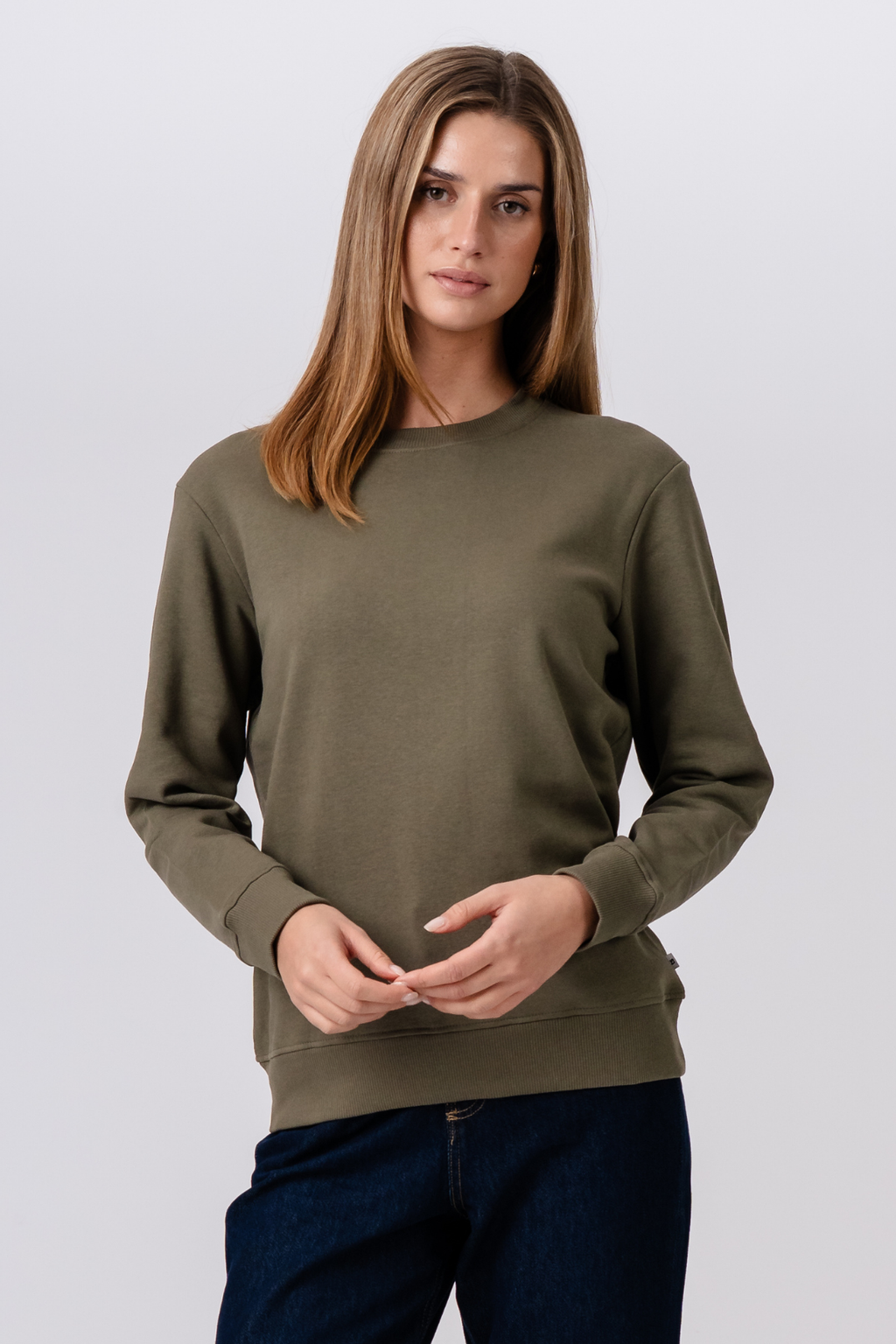 Sweatshirt mit Rundhalsausschnitt – Armeegrün