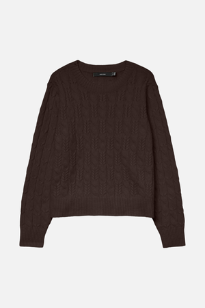 Widder O -Neck -Kabelpullover - Schokoladen Torte