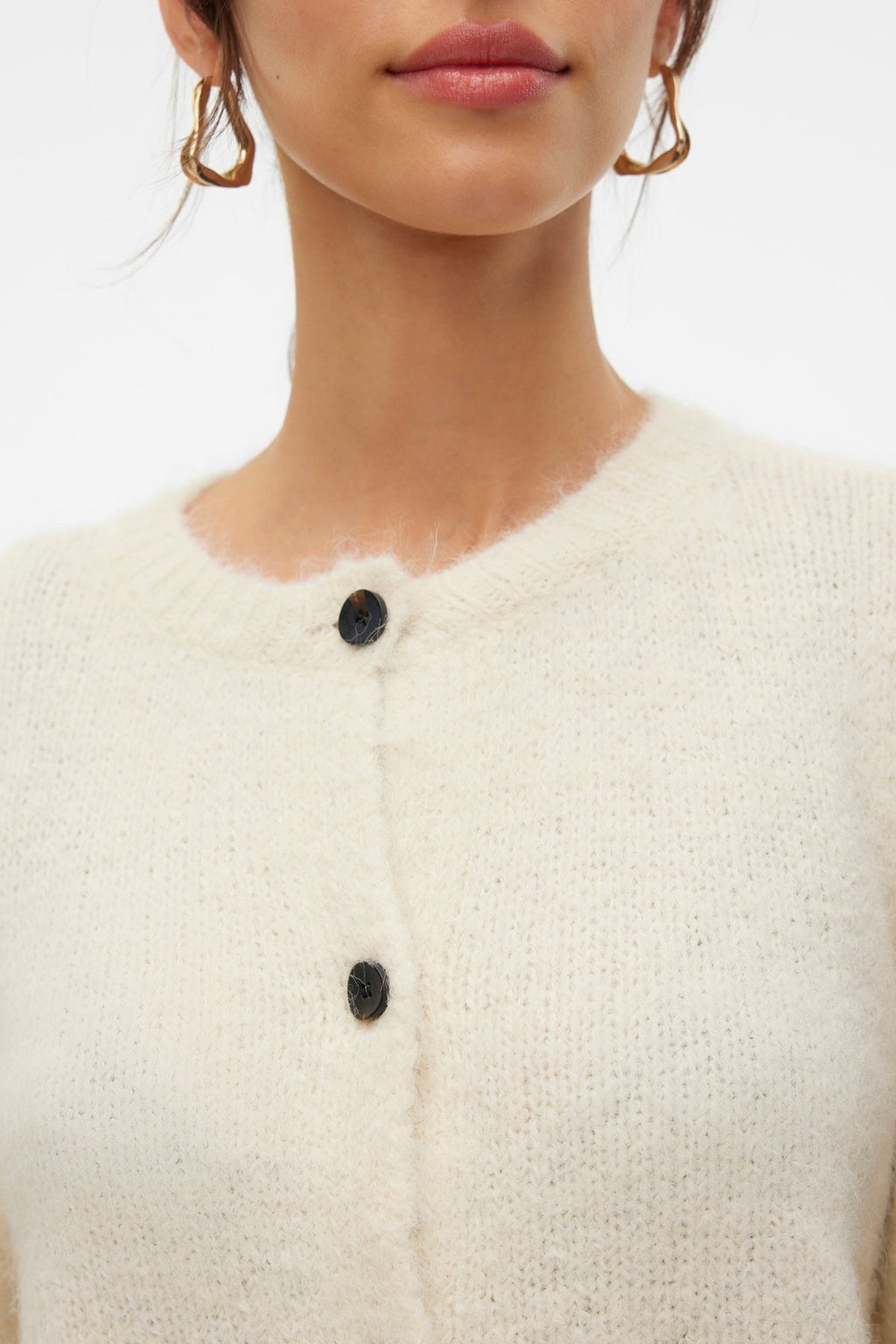 Novah Cardigan mit O-Ausschnitt und Knöpfen – Birke