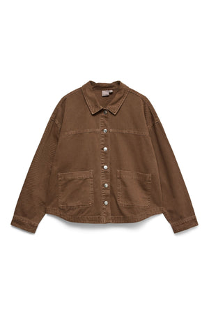 Jamie Denim Shacket Mix – Kakaobraun: Gewaschen