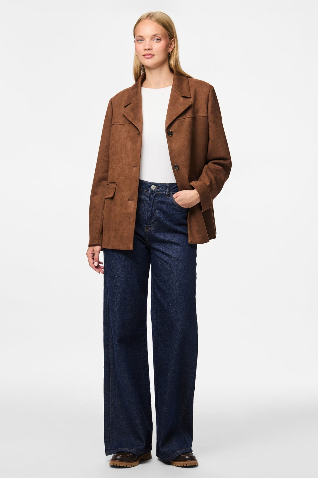 Gebürsteter Oberbekleidungsblazer Rakel – Downtown Brown