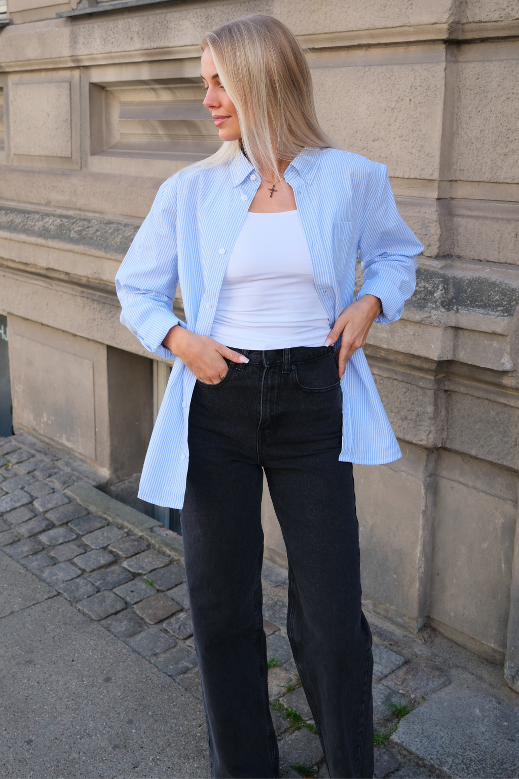 Freund Oxford Hemd - hellblau/weiß