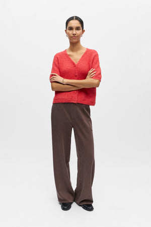 Saggia Strickjacke mit V-Ausschnitt – Poinsettia Melange
